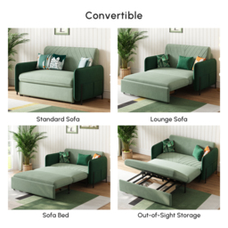 135 cm Full Sleeper Sofa Green Upholstered Convertible Sofa Bed - thumbnail 6