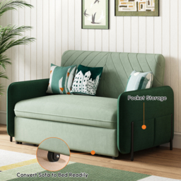 135 cm Full Sleeper Sofa Green Upholstered Convertible Sofa Bed - thumbnail 7