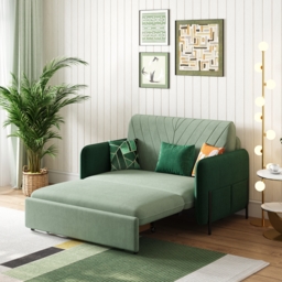 135 cm Full Sleeper Sofa Green Upholstered Convertible Sofa Bed - thumbnail 3