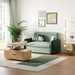 135 cm Full Sleeper Sofa Green Upholstered Convertible Sofa Bed - thumbnail 2