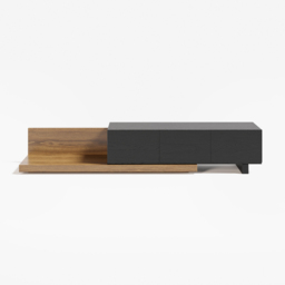 Rectangle Wood Extendable TV Stand Black and Walnut Floor Media Console with 3 Drawers - thumbnail 7