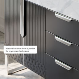 Aro 1500mm Black Double Basin Freestanding Bathroom Vanity Drawers Faux Marble Top - thumbnail 9