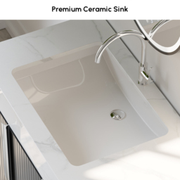 Aro 1500mm Black Double Basin Freestanding Bathroom Vanity Drawers Faux Marble Top - thumbnail 5