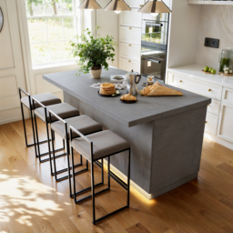 180 cm Japandi Grey Wood Kitchen Island with Multi-Storage and LED Light - thumbnail 8
