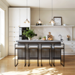 180 cm Japandi Grey Wood Kitchen Island with Multi-Storage and LED Light - thumbnail 9
