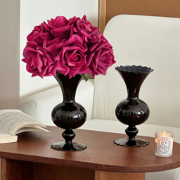 Modern Rose Artificial Flowers Elegant Artificial Rose Bouquet in Black Vase - thumbnail 3