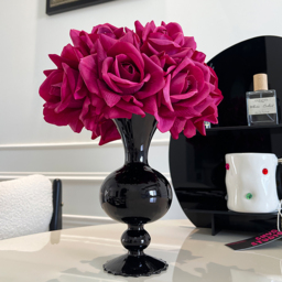 Modern Rose Artificial Flowers Elegant Artificial Rose Bouquet in Black Vase - thumbnail 4