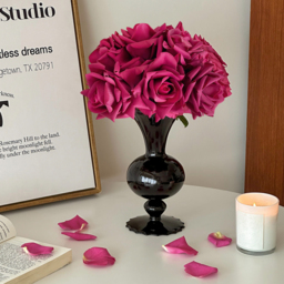 Modern Rose Artificial Flowers Elegant Artificial Rose Bouquet in Black Vase - thumbnail 2