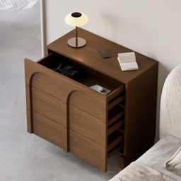 Japandi Walnut Dresser Arch Chest of 3 Drawers Storage Cabinet - thumbnail 4