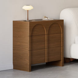 Japandi Walnut Dresser Arch Chest of 3 Drawers Storage Cabinet - thumbnail 5