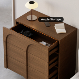 Japandi Walnut Dresser Arch Chest of 3 Drawers Storage Cabinet - thumbnail 9