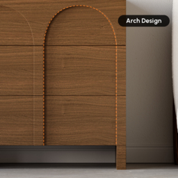 Japandi Walnut Dresser Arch Chest of 3 Drawers Storage Cabinet - thumbnail 8