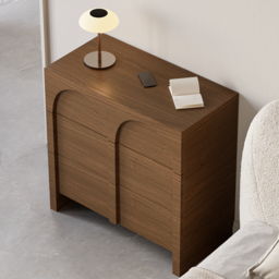 Japandi Walnut Dresser Arch Chest of 3 Drawers Storage Cabinet - thumbnail 3
