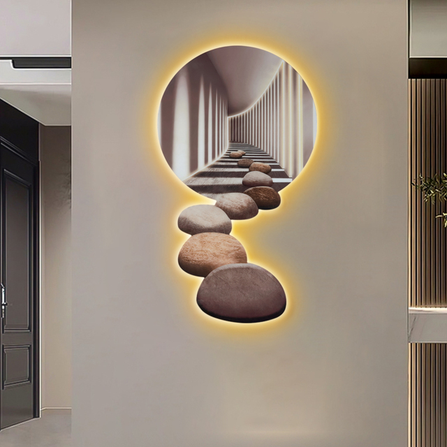 1000mm LED Acrylic Modern Abstract Stone Corridor Wall Art Decor Living Room Bedroom - image 1