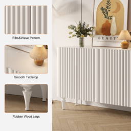 1500mm Modern White Sideboard Buffet with Doors Carved Credenza Adjustable Shelves - thumbnail 8