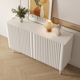 1500mm Modern White Sideboard Buffet with Doors Carved Credenza Adjustable Shelves - thumbnail 4