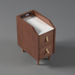 Modern Narrow Smart Bedside Table Cherry Bedside Table with Sensor Light & USB Port - thumbnail 9