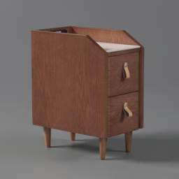 Modern Narrow Smart Bedside Table Cherry Bedside Table with Sensor Light & USB Port - thumbnail 8