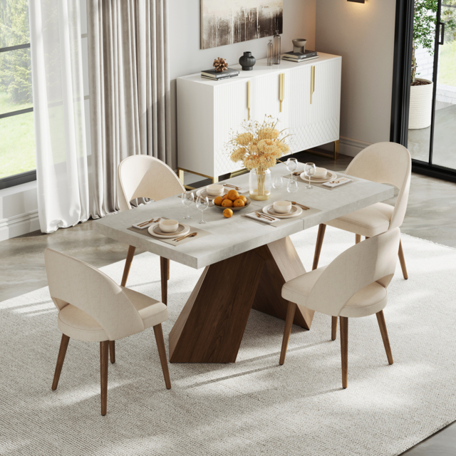 "Dining Set 63""-79"" Extendable Wood Dining Table with 4 Chairs" - image 1