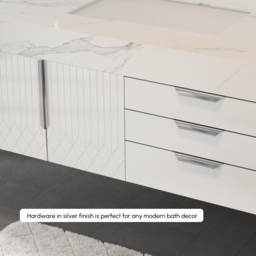 Aro 90 cm White Wall Mounted Bathroom Vanity Drawers Faux Marble Top - thumbnail 8