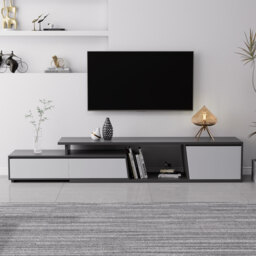Fero Mid-Century Extendable TV Stand & Block Coffee Table Set - thumbnail 3