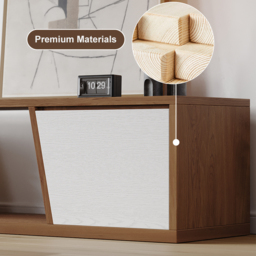 Up to 280 cm Extendable White & Walnut TV Stand Minimalist Floor Media Console with 3 Drawers - thumbnail 7