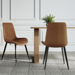 Linesly Mid-Century Dining Chairs PU Leather Upholstered Set of 2 Dining Room Chairs - thumbnail 2