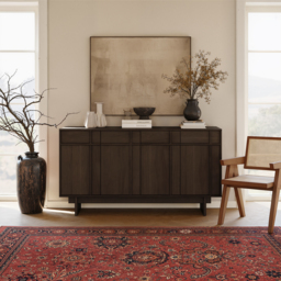 Panvyr Mid-Century 152cm Smoky Brown Wood Sideboard with Storage & Adjustable Shelves - thumbnail 5