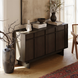 Panvyr Mid-Century 152cm Smoky Brown Wood Sideboard with Storage & Adjustable Shelves - thumbnail 4