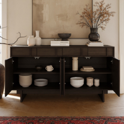 Panvyr Mid-Century 152cm Smoky Brown Wood Sideboard with Storage & Adjustable Shelves - thumbnail 6