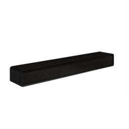 Mid Century Floating Wood TV Stand in Black with 3 Drawers for TVs Up to 2159mm - thumbnail 8
