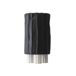 Black & White Cylinder Resin Flower Vase with Vertical Stripes Abstract Geometric Decor - thumbnail 6