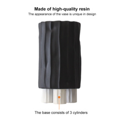 Black & White Cylinder Resin Flower Vase with Vertical Stripes Abstract Geometric Decor - thumbnail 5