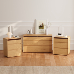 600mm Wooden 3-Drawer Smart Nightstand With LED Lighting & Sensor Charging Set of 2 - thumbnail 6