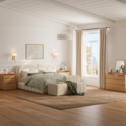 600mm Wooden 3-Drawer Smart Nightstand With LED Lighting & Sensor Charging Set of 2 - thumbnail 4