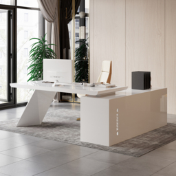 Modern White Large L-Shape Executive Desk with Drawers & Cabinet Left Hand Office Furniture (1800mm) - thumbnail 6