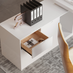 Modern White Large L-Shape Executive Desk with Drawers & Cabinet Left Hand Office Furniture (1800mm) - thumbnail 9