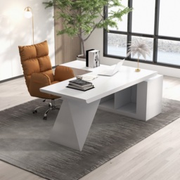 Modern White Large L-Shape Executive Desk with Drawers & Cabinet Left Hand Office Furniture (1800mm) - thumbnail 3
