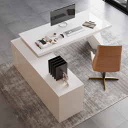 Modern White Large L-Shape Executive Desk with Drawers & Cabinet Left Hand Office Furniture (1800mm) - thumbnail 7
