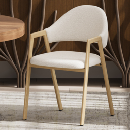 Set of 4 Boucle Dining Chair Upholstered Curved Back Modern Dining Room Chairs - thumbnail 2