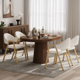 Set of 4 Boucle Dining Chair Upholstered Curved Back Modern Dining Room Chairs - thumbnail 5