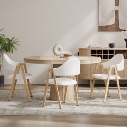 Set of 4 Boucle Dining Chair Upholstered Curved Back Modern Dining Room Chairs - thumbnail 5