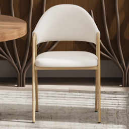 Set of 4 Boucle Dining Chair Upholstered Curved Back Modern Dining Room Chairs - thumbnail 3