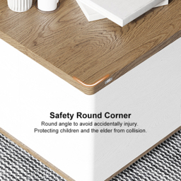 Lift Top Coffee Table Multifunctional Walnut and White Table with Drawers and Shelves - thumbnail 8
