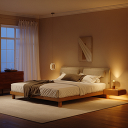 Queen Size Bedroom Set Wood Bed Frame with Floating Smart Nightstands with Light & Pillow Headboard - thumbnail 4