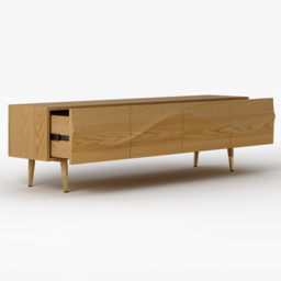 Lake Mid Century TV Stand with Wavy Design Natural Storage Drawers for TVs Up to 1905mm - thumbnail 9