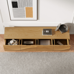 Lake Mid Century TV Stand with Wavy Design Natural Storage Drawers for TVs Up to 1905mm - thumbnail 4