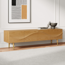 Lake Mid Century TV Stand with Wavy Design Natural Storage Drawers for TVs Up to 1905mm - thumbnail 1