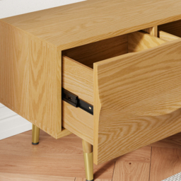 Lake Mid Century TV Stand with Wavy Design Natural Storage Drawers for TVs Up to 1905mm - thumbnail 5