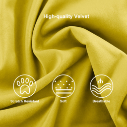 Yellow Velvet-upholstered Accent Chair with Right Side Armrest and Gold Legs - thumbnail 5